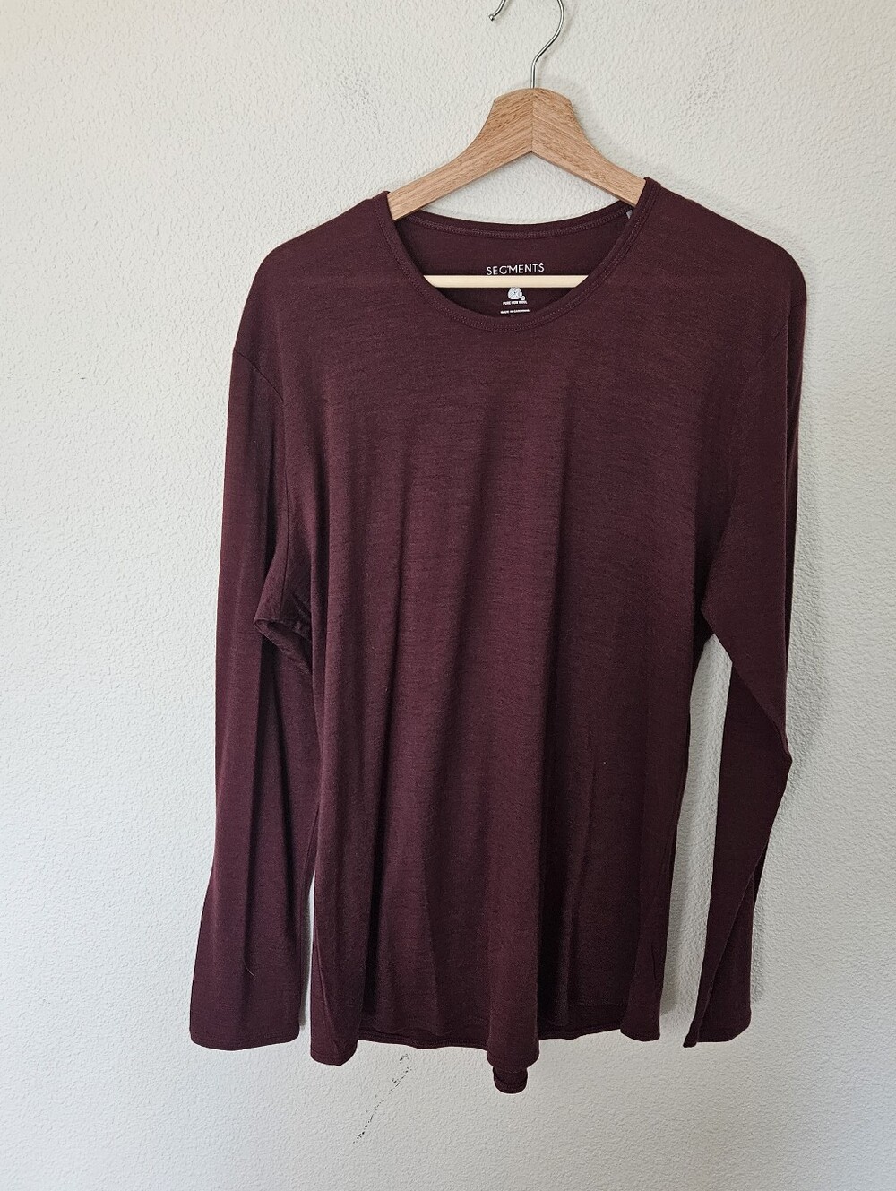 Seg'ments 100% Merino Wool Top Maroon Thin Knit XL